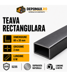 Teava rectangulara 80 x 20 x 2 mm, 6 metri